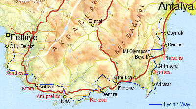 Map of Lycian Way