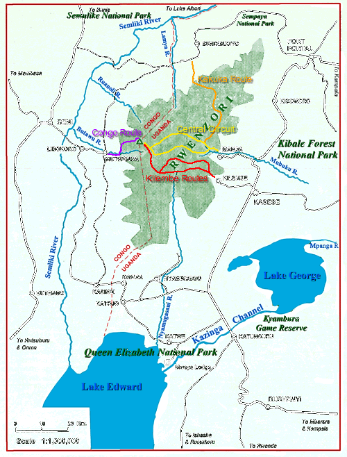 map of the Ruwenzori Area